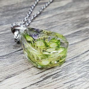 Dried Wildflower Necklace, Botanical Witch Jewelry